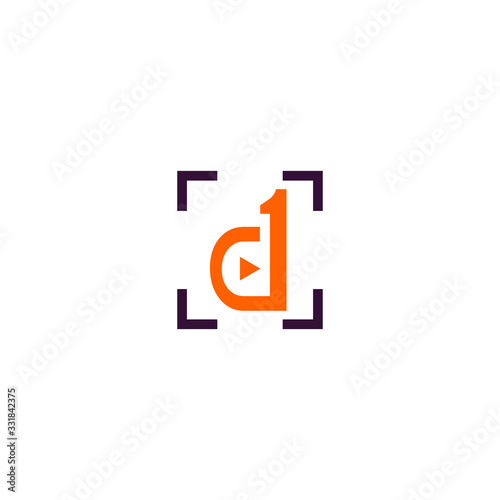 Free Download Modern design letter D symbol with play symbol - GFXLoad