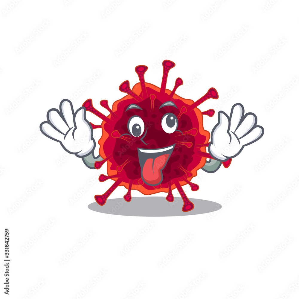 A picture of crazy face pedacovirus mascot design style