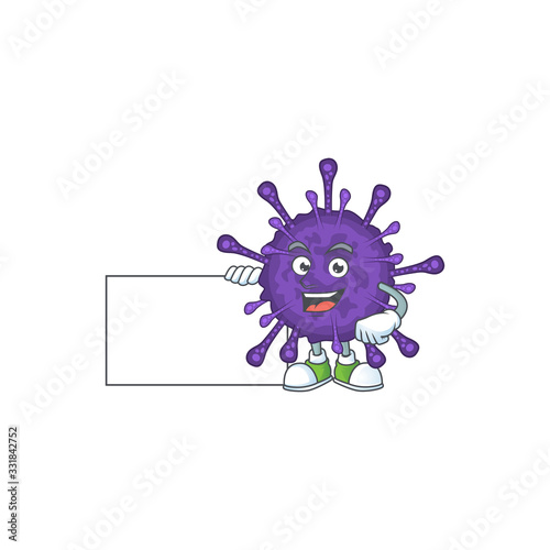 Funny coronavirinae cartoon design Thumbs up with a white board