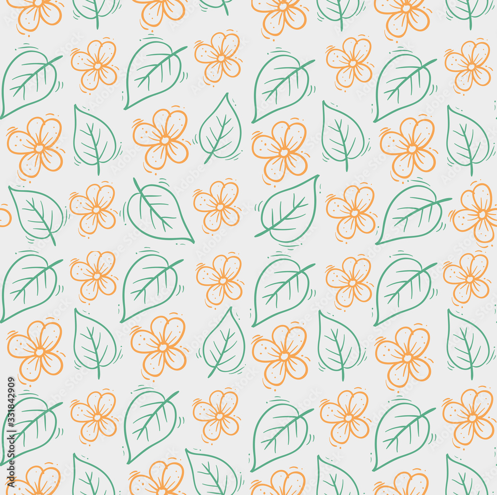 background of cute flowers with leafs vector illustration design