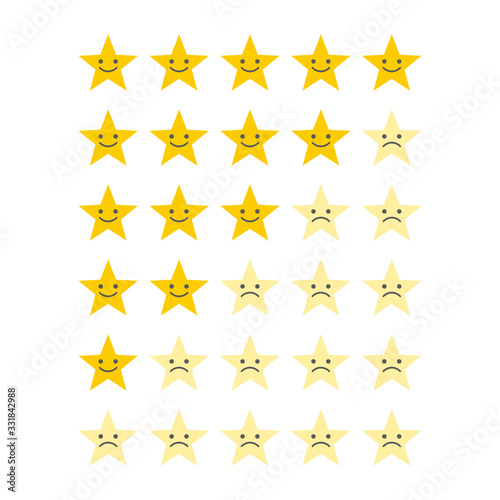 Stars for rating or review. Feedback rate of satisfaction. Level
