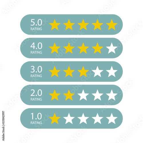 Stars for rating or review. Feedback rate of satisfaction. Level