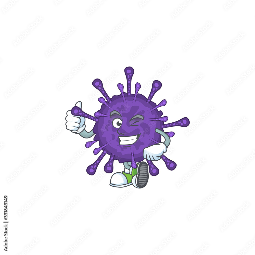 Coronavirinae cartoon character making Thumbs up finger