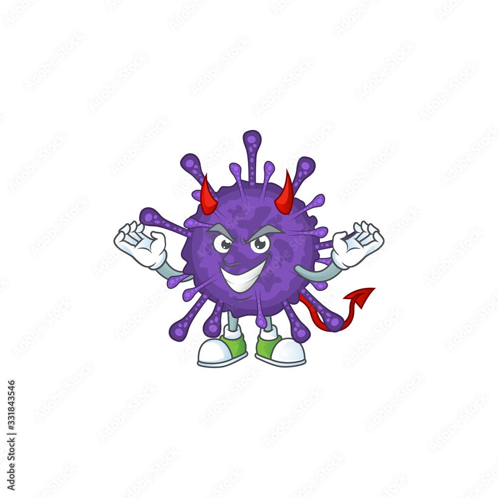 Cartoon picture of coronavirinae in devil cartoon character design