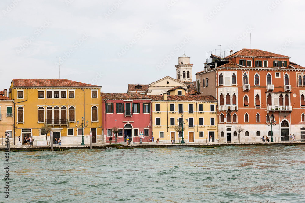 Architecture and facade of the old city buildings of Venice