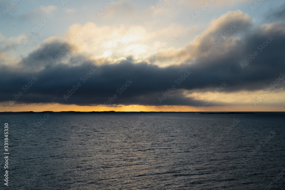 Sunset on the Gulf of Finland. Seascape in the Baltic sea.