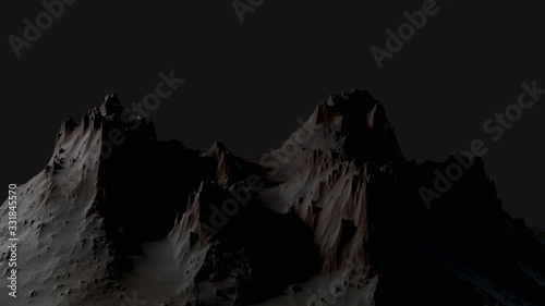 Dark landscape with mountains