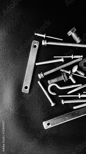 set of tools on a black background