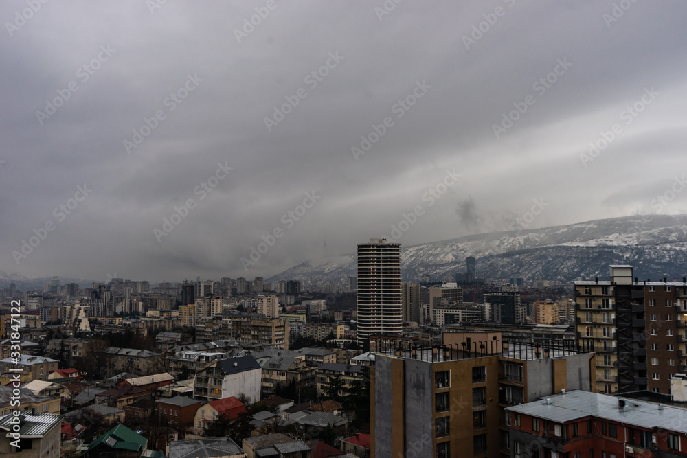 Dramatic sky over Tbilisi city