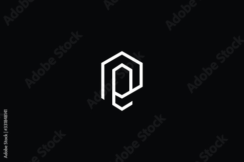 Minimal elegant monogram art logo. Outstanding professional trendy awesome artistic PE EP initial based Alphabet icon logo. Premium Business logo White color on black background