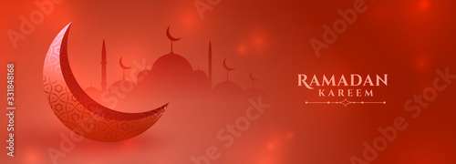 red ramadan kareem season festival banner design