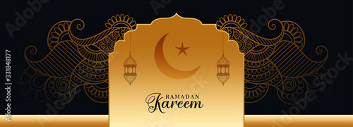 golden ramadan kareem decorative festival banner design