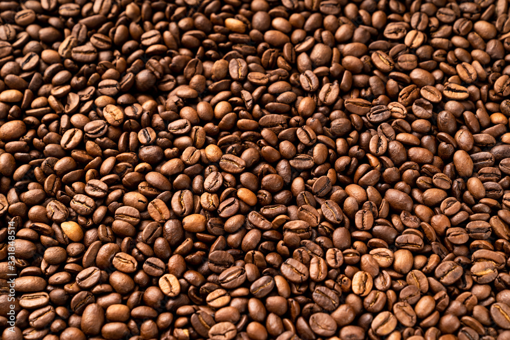 Close-up of roasted coffee beans