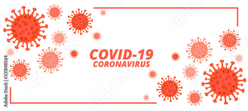 covid-19 novel coronavirus banner with microscopic viruses photo