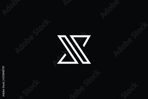 Minimal elegant monogram art logo. Outstanding professional trendy awesome artistic SN NS initial based Alphabet icon logo. Premium Business logo White color on black background