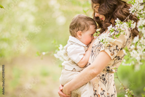 Young mother with a newborn son