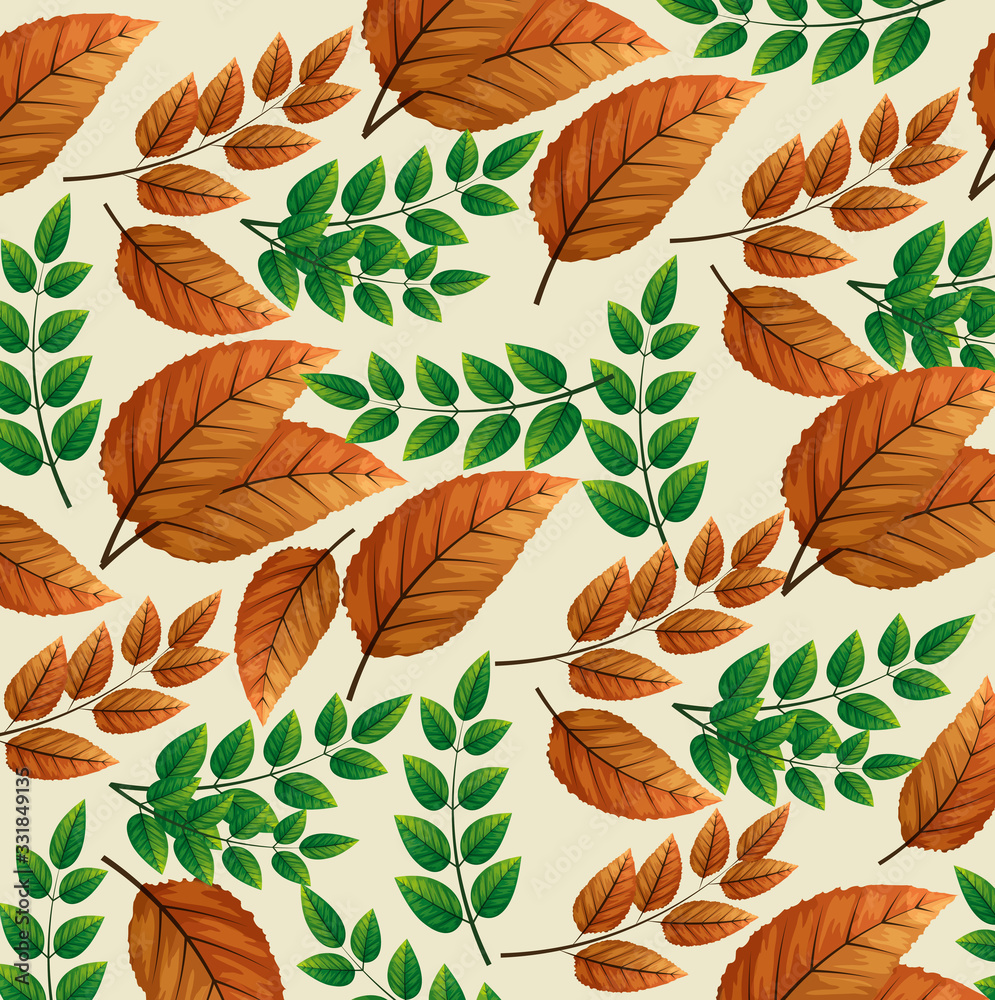 Fototapeta premium background of branches and leafs naturals vector illustration design
