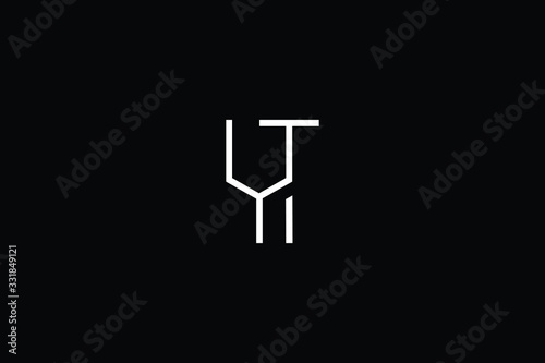 Minimal elegant monogram art logo. Outstanding professional trendy awesome artistic YT TY initial based Alphabet icon logo. Premium Business logo White color on black background
