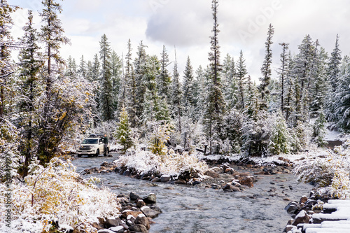 A very picturesque and impassable road is visible to the Aktru glacier. Crossing the river at the lower camp