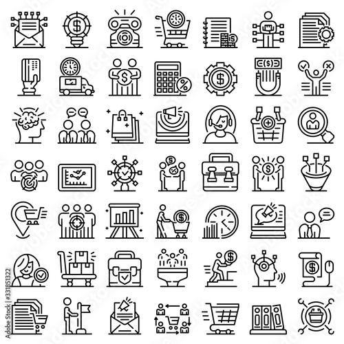 Purchasing Manager icons set. Outline set of Purchasing Manager vector icons for web design isolated on white background