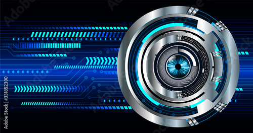 Blue eye cyber circuit future technology concept background