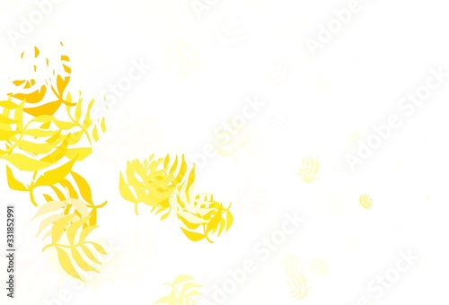 Light Yellow vector elegant wallpaper with leaves.