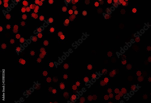 Dark Red vector pattern with christmas snowflakes.