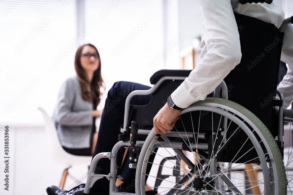 Disabled Businesswoman Sitting On Wheelchair Disabled Businesswoman Sitting On Wheelchair