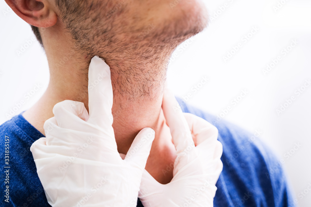 Naklejka premium Man Getting Thyroid Gland Control