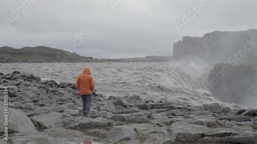 The Dettifoss waterfall in Eastern Iceland in the summer.