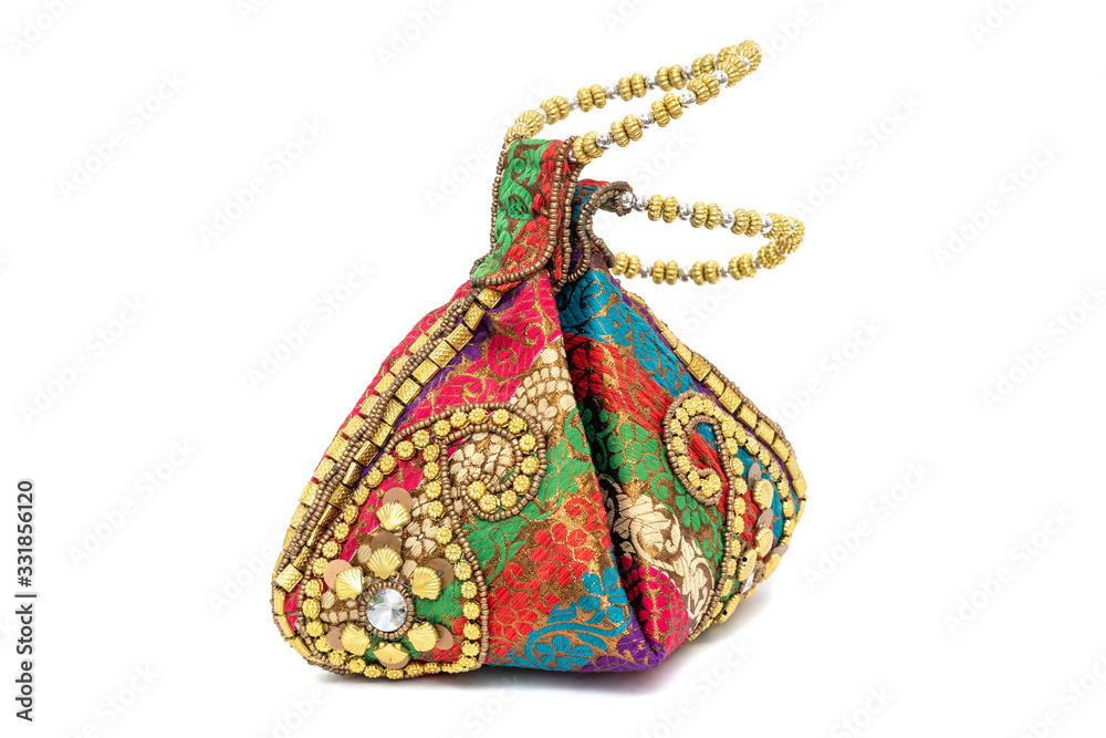 Traditional Indian Hand bag on white background Traditional Indian Hand bag on white background
