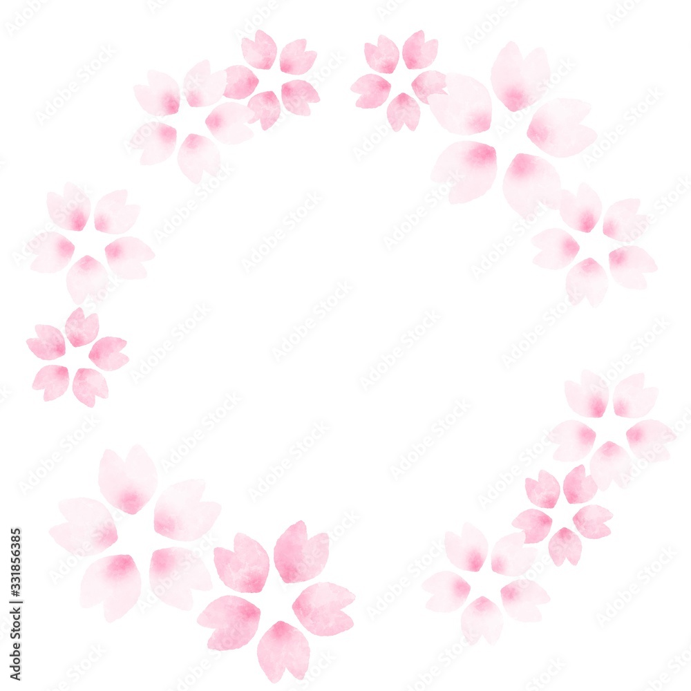 桜の丸いフレーム　イラスト素材
