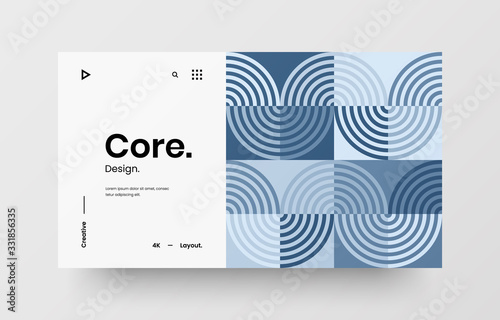 Creative horizontal website screen part for responsive web design project development. Abstract geometric pattern banner layout mock up. Corporate landing page block vector illustration template.