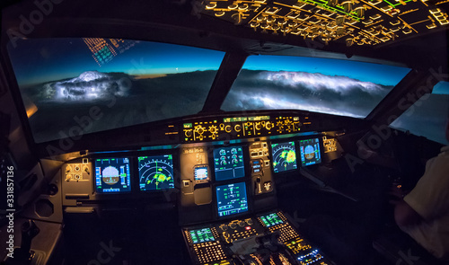 Lightning from the flightdeck of an Airbus A320 photo