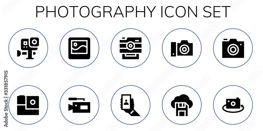 Modern Simple Set of photography Vector filled Icons