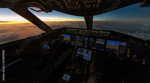 Sunset over the pacific in a Boeing 787.