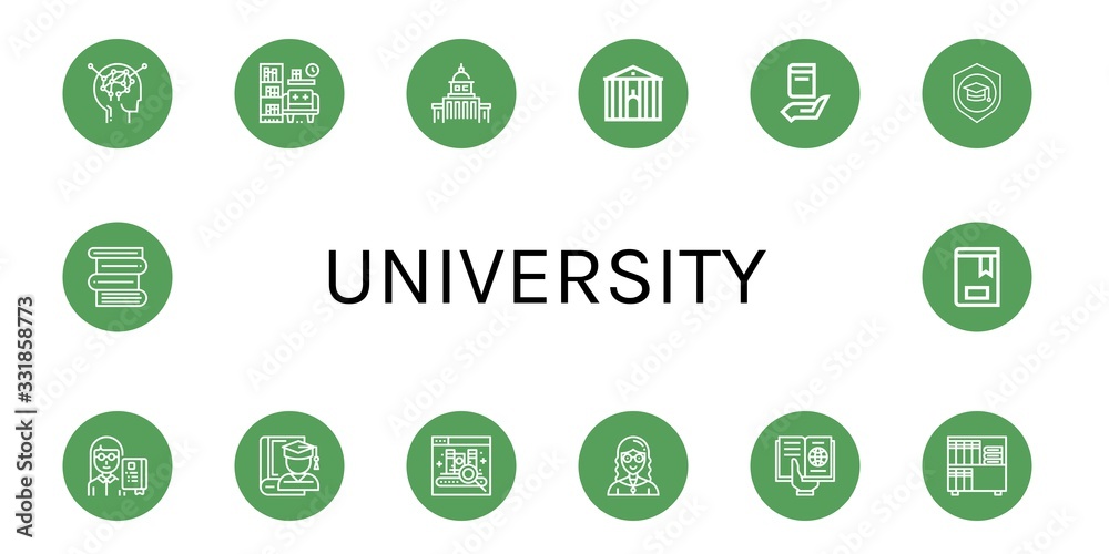 university simple icons set