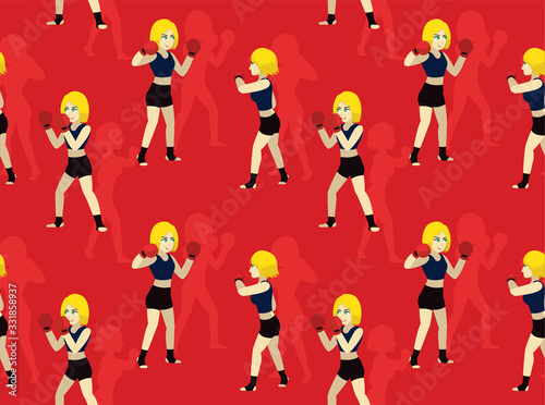 Hook Manga Boxing Cartoon Vector Seamless Background Wallpaper-01