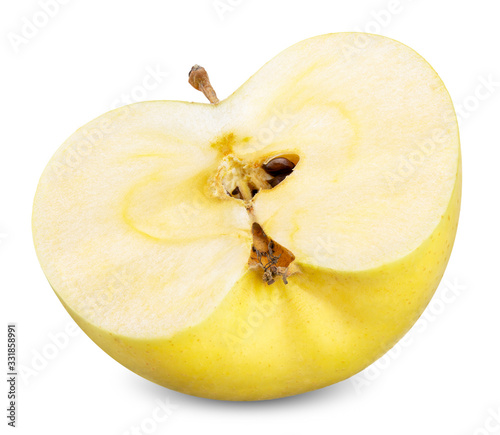 yellow apple isolated on white clipping path