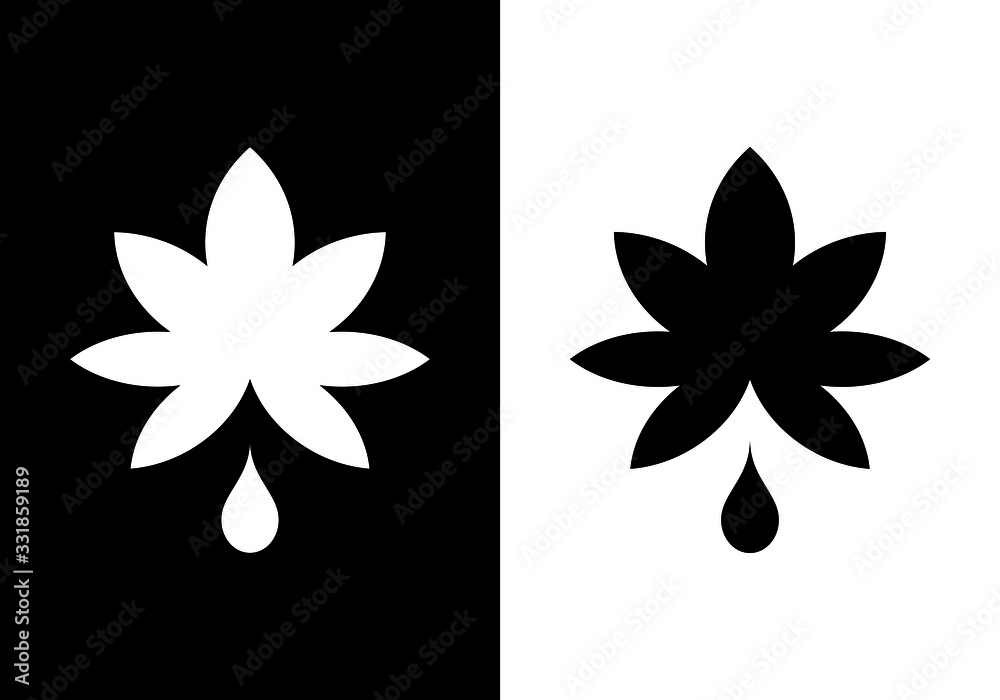 cannabis leaf logo vector icon on black and white background Stock ...
