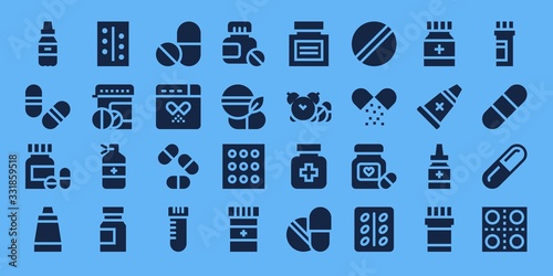 Modern Simple Set of aspirin Vector filled Icons