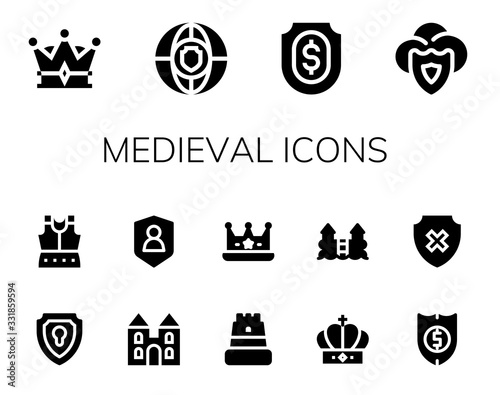 Modern Simple Set of medieval Vector filled Icons