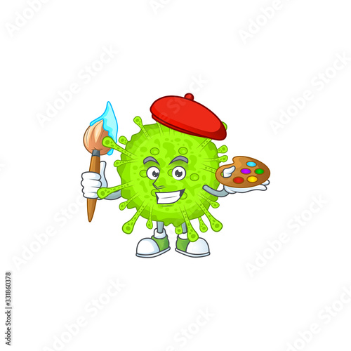 An artistic orthocoronavirinae artist cartoon design using a brush photo