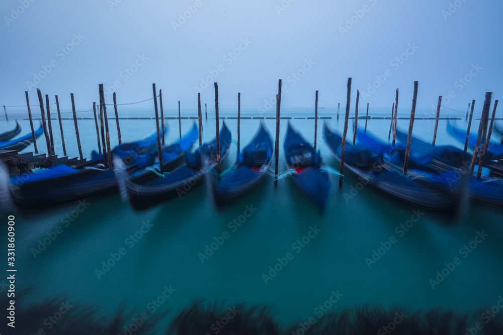 View of gondolas in Venice, Italy