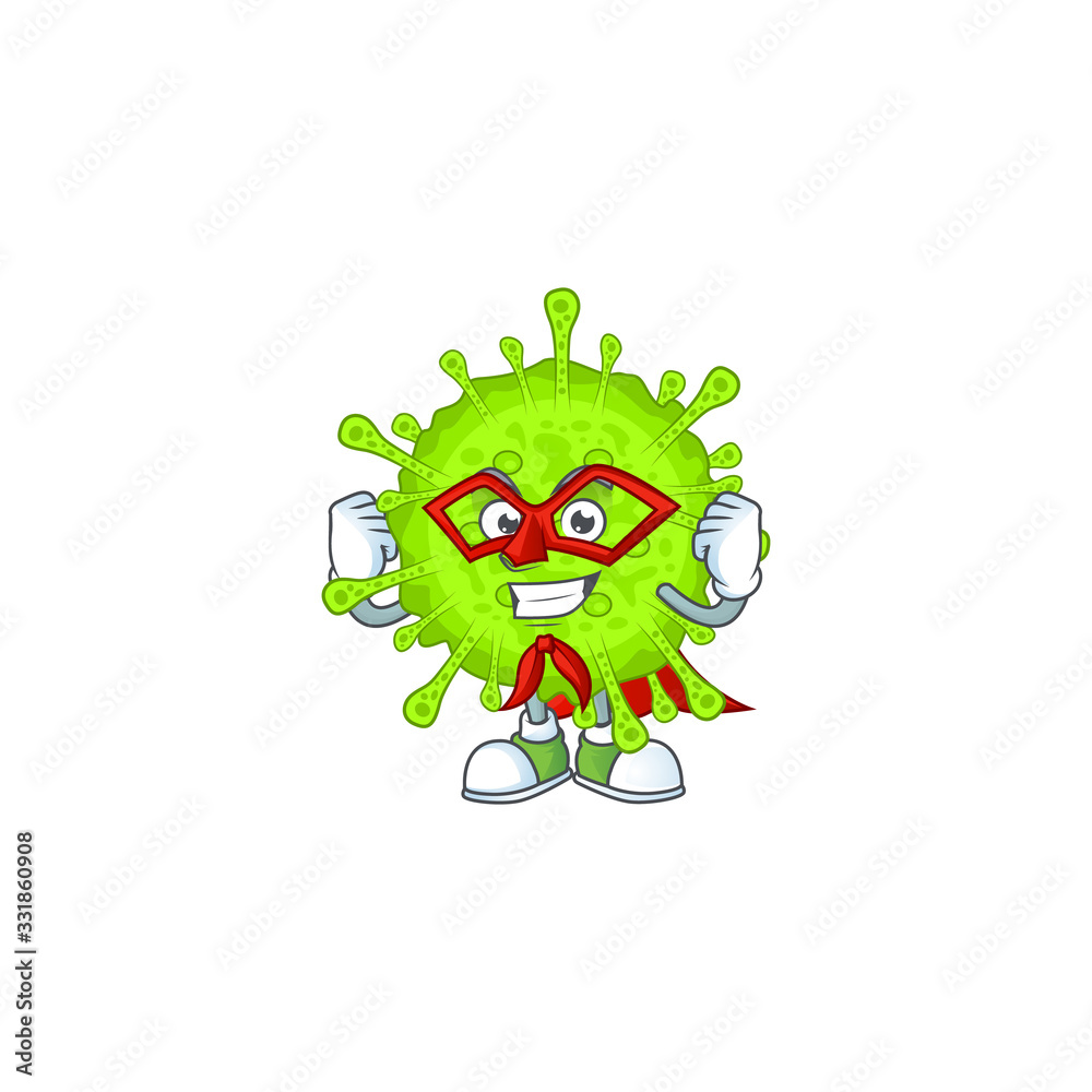 Fototapeta premium A picture of orthocoronavirinae dressed as a Super hero cartoon character