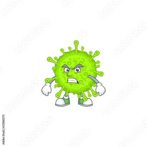 Charming orthocoronavirinae mascot design style waving hand