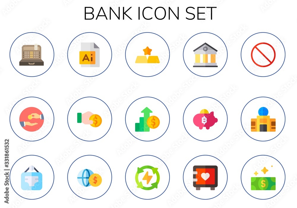bank icon set bank icon set