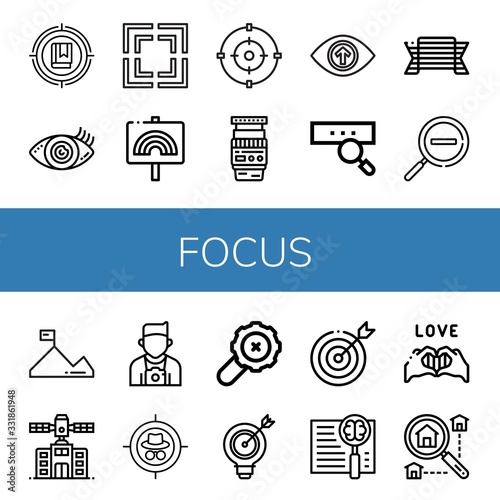 focus simple icons set