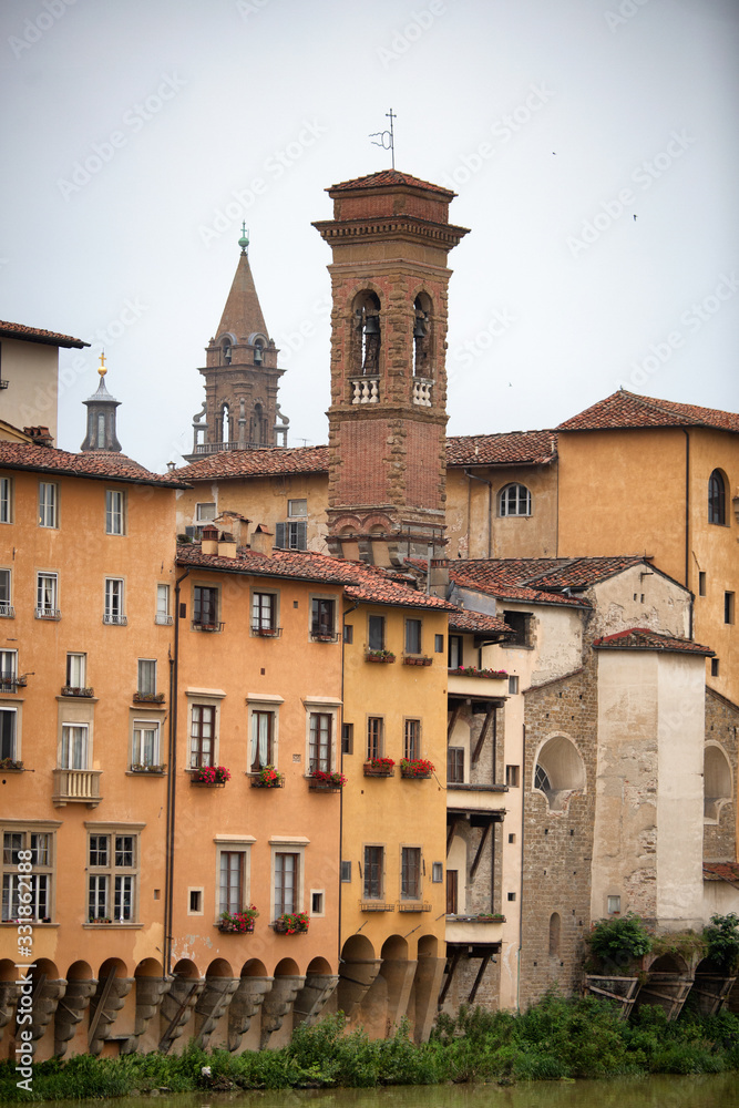 Historic buildings along the banks of the Arno river
