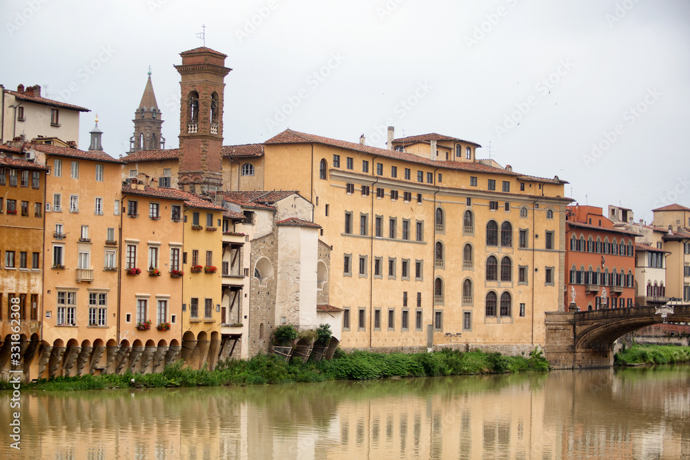 Historic buildings along the banks of the Arno river